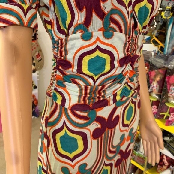 T-bagsāButtonāSleeveāRuchedĀ WaistāRayonāDressāXS - Picture 8 of 8